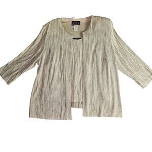 Vintage Alex Evenings Metallic Gold Silver Shimmer Jacket Top Size Large